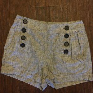 Express Gray High Waisted Button Sailor Shorts